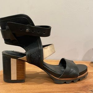Sorel Chunky Color Block Heeled Strappy Sandals